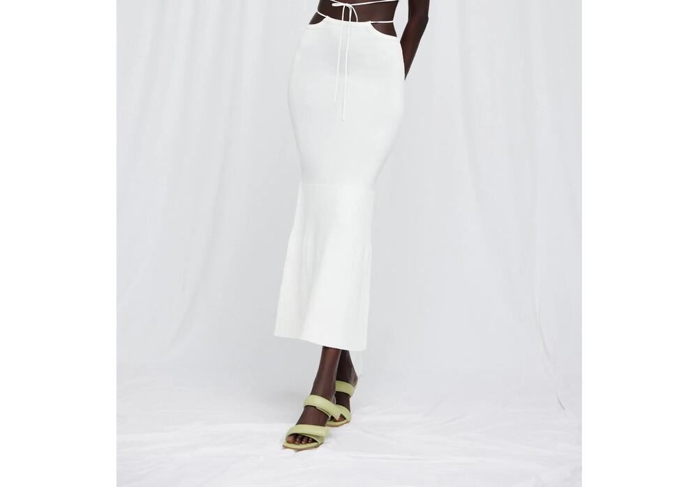 SIGNIFICANT OTHER Skye Ribbed Knit Midi Skirt - Cream Ivory - Size 4